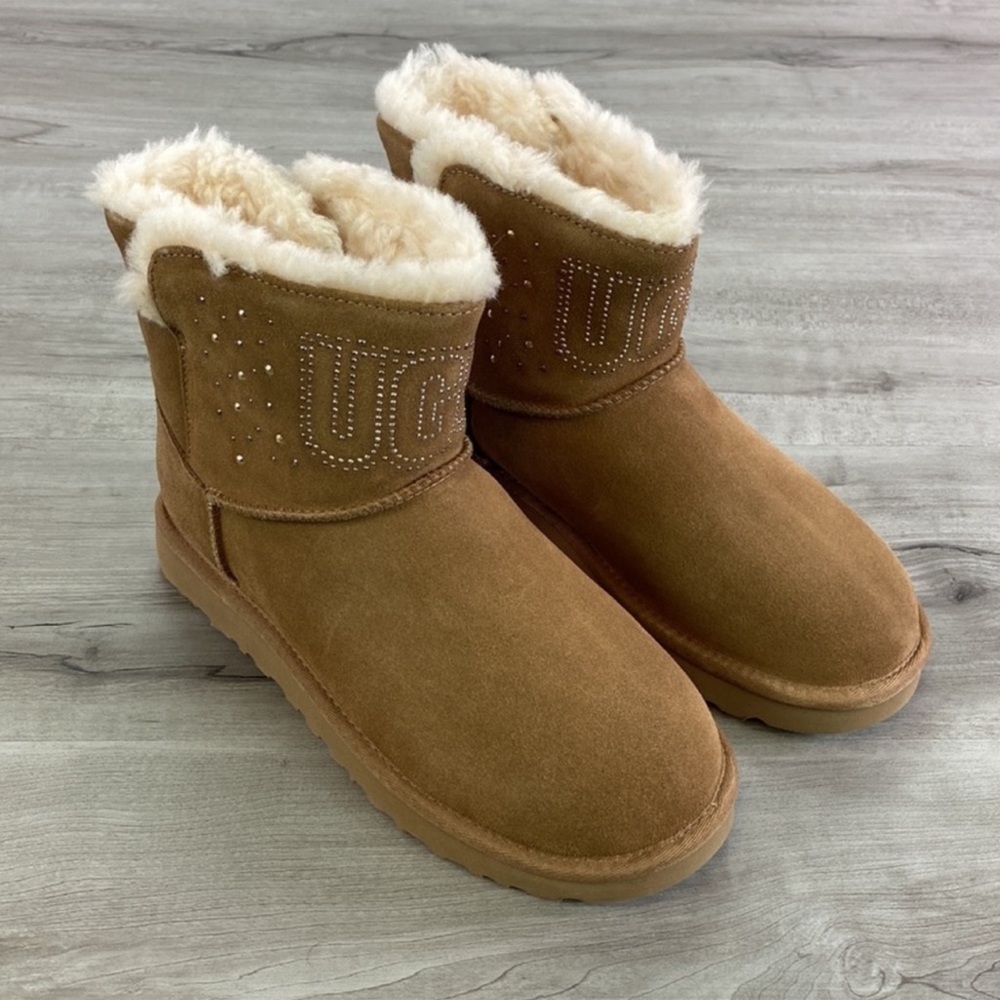 🍁 UGG 🍁 CLASSIC GEM MINI CHESTNUT BROWN BOOTS - Picture 2 of 14